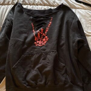 Off Shoulder Skeleton Sweatshirt